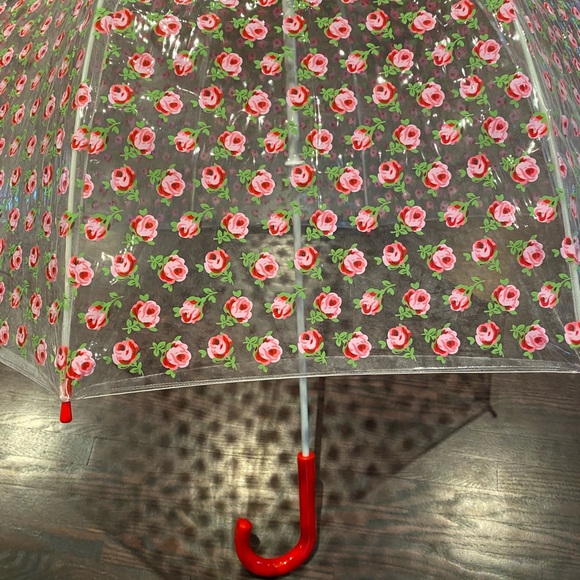 Fulton Walking Umbrella โ๏ธ Clear with Pink Roses ๐น perfect for Valentines ๐ - Picture 2 of 6